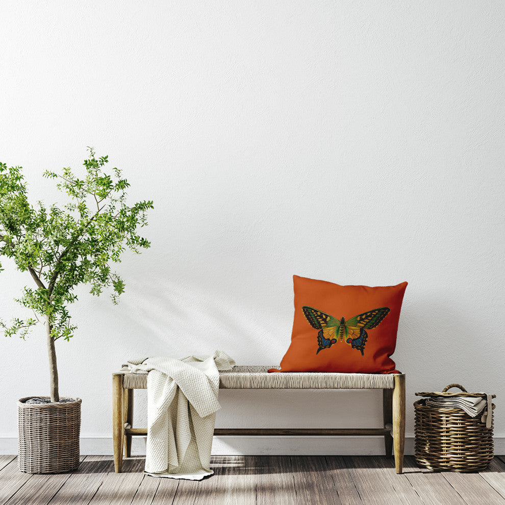 Colorful Swallowtail Polyester Indoor Pillow, Perfect Orange, 26"x26"