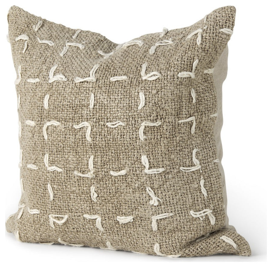 Rustic Sand and White Square Decorative Pillow Cover