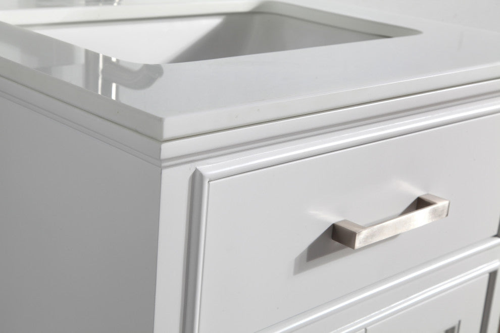 Bathroom Vanity Set With Engineered Marble Top, 24", White, Led Sensor-Switch Mirror
