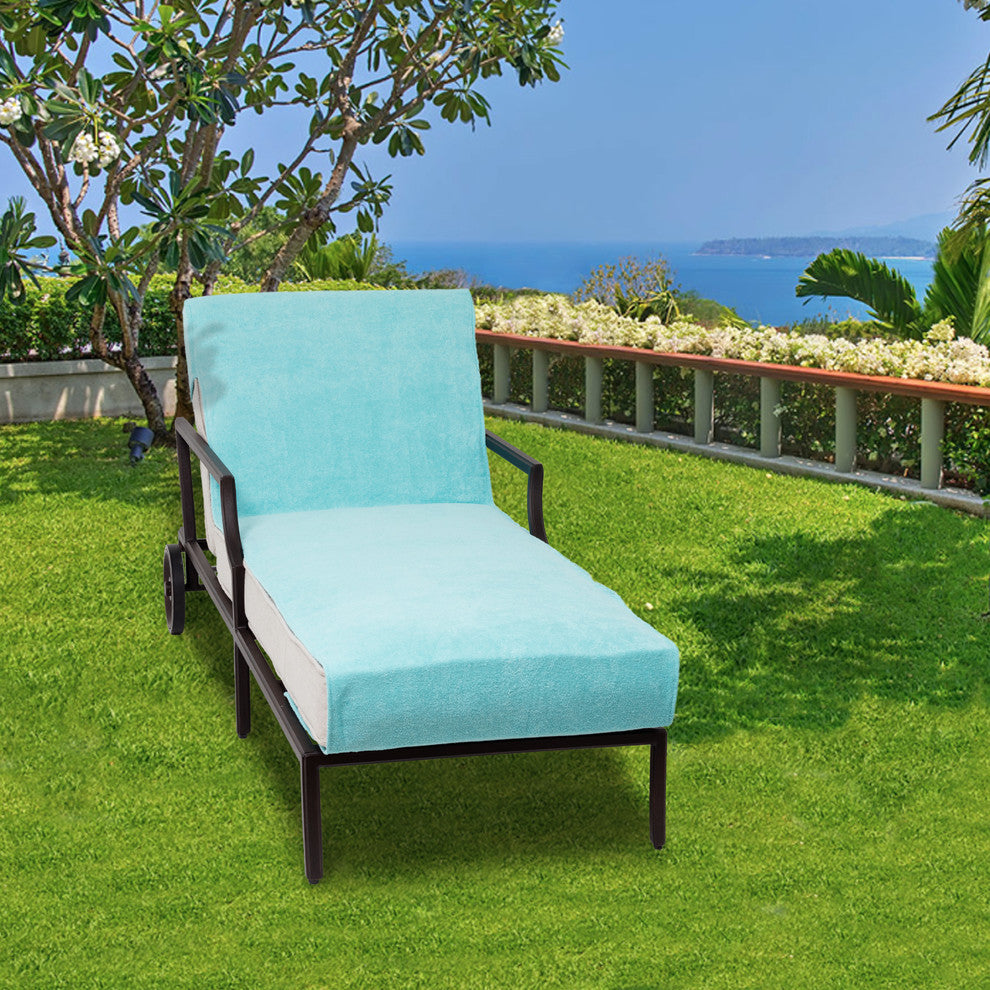 Linum Home Textiles Personalized Standard Chaise Lounge Cover, Aqua, S