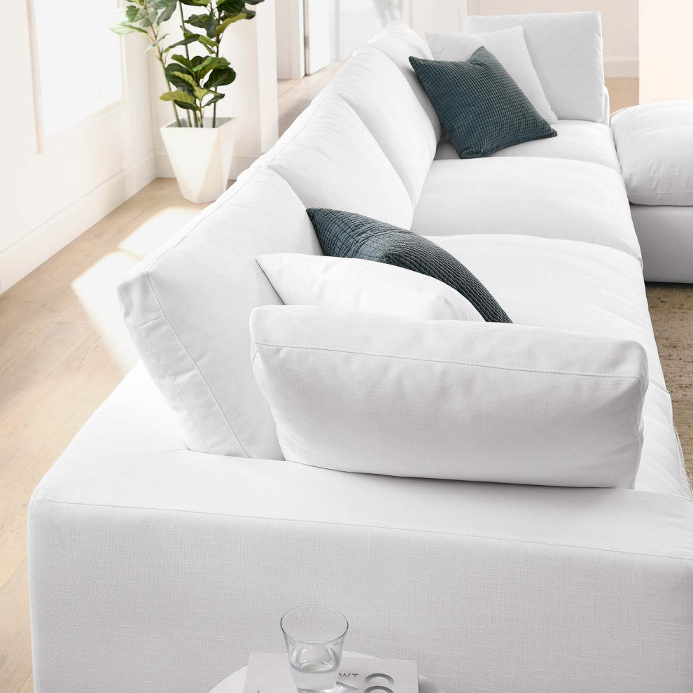 Modular Sectional Deep Sofa Set, White, Fabric, Modern, Lounge Cafe Hospitality