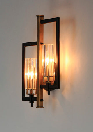 Maxim 16115CL Flambeau 2 Light 18" Tall Bathroom Sconce - Black / Antique Brass
