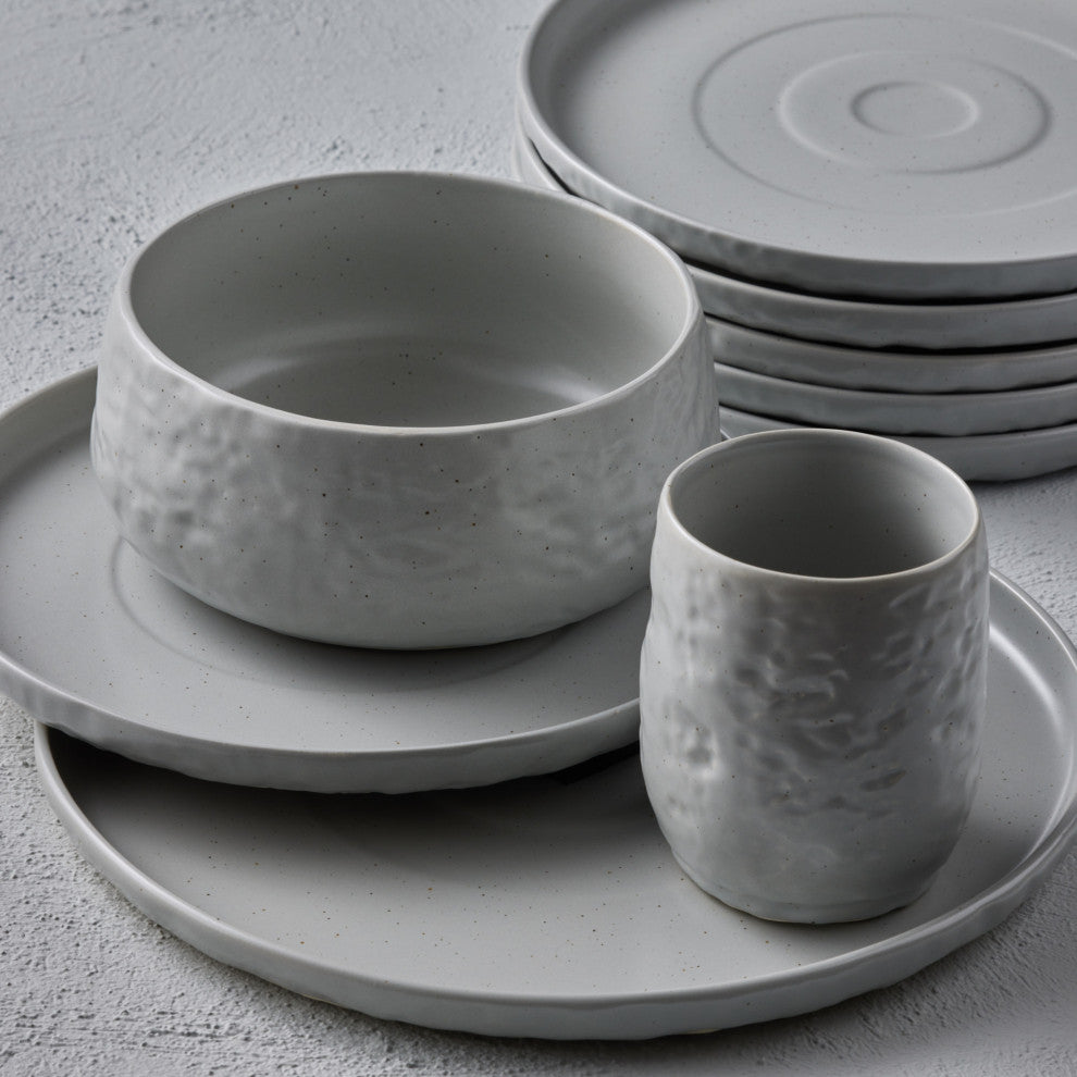 Stone by Mercer Project SHOSAI Stoneware 16 Piece Dinnerware Set, Grey