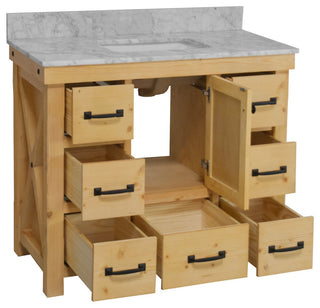 Tuscany 42" Bathroom Vanity, Drift Wood, Carrara Marble