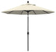 9' Matted Black Push-Button Tilt Crank Aluminum Umbrella, Beige Olefin