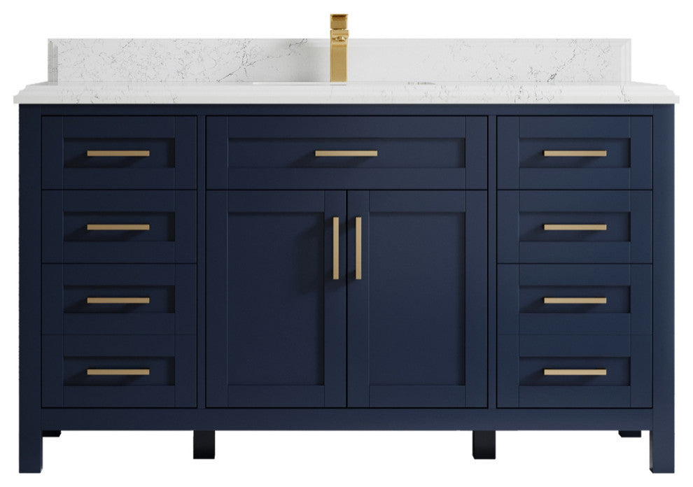 Cambridge 60 Single Bathroom Vanity in Hale Navy Blue 1.5" Empira Quartz