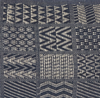 Artisan Hand Loomed Cotton Square Pillow, Indigo Blocks, 24"