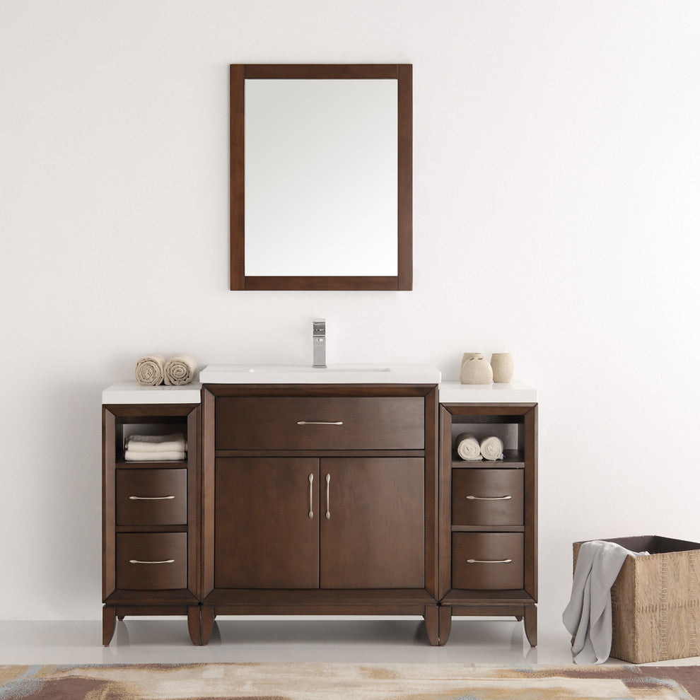 Cambridge 54" Antique Coffee Traditional Bathroom Vanity With Mirror, FFT9161CH