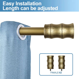 1" Diameter Bamboo Curtain Rod, 48"-84", Renaissance Gold