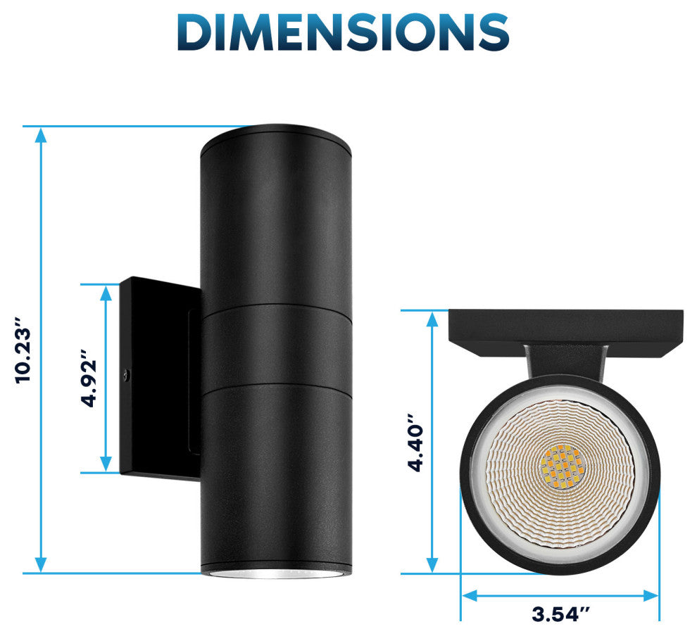 Luxrite LED Up and Down Outdoor Wall Light 5CCT 20W 1800LM 2Pack