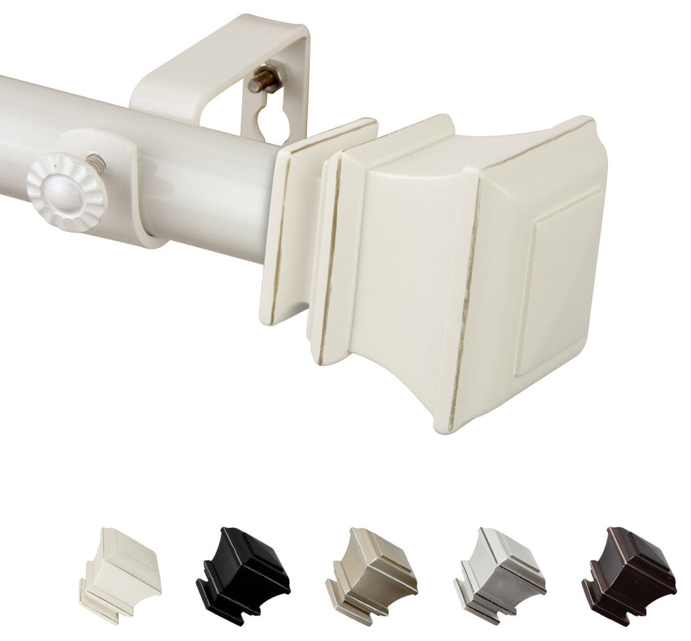 Michel 1" Curtain Rod, White, 66-120"
