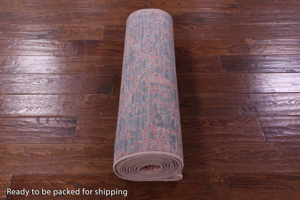Runner Modern Hand-Knotted Wool & Silk Rug 2' 7" X 14' 9" - Q15767