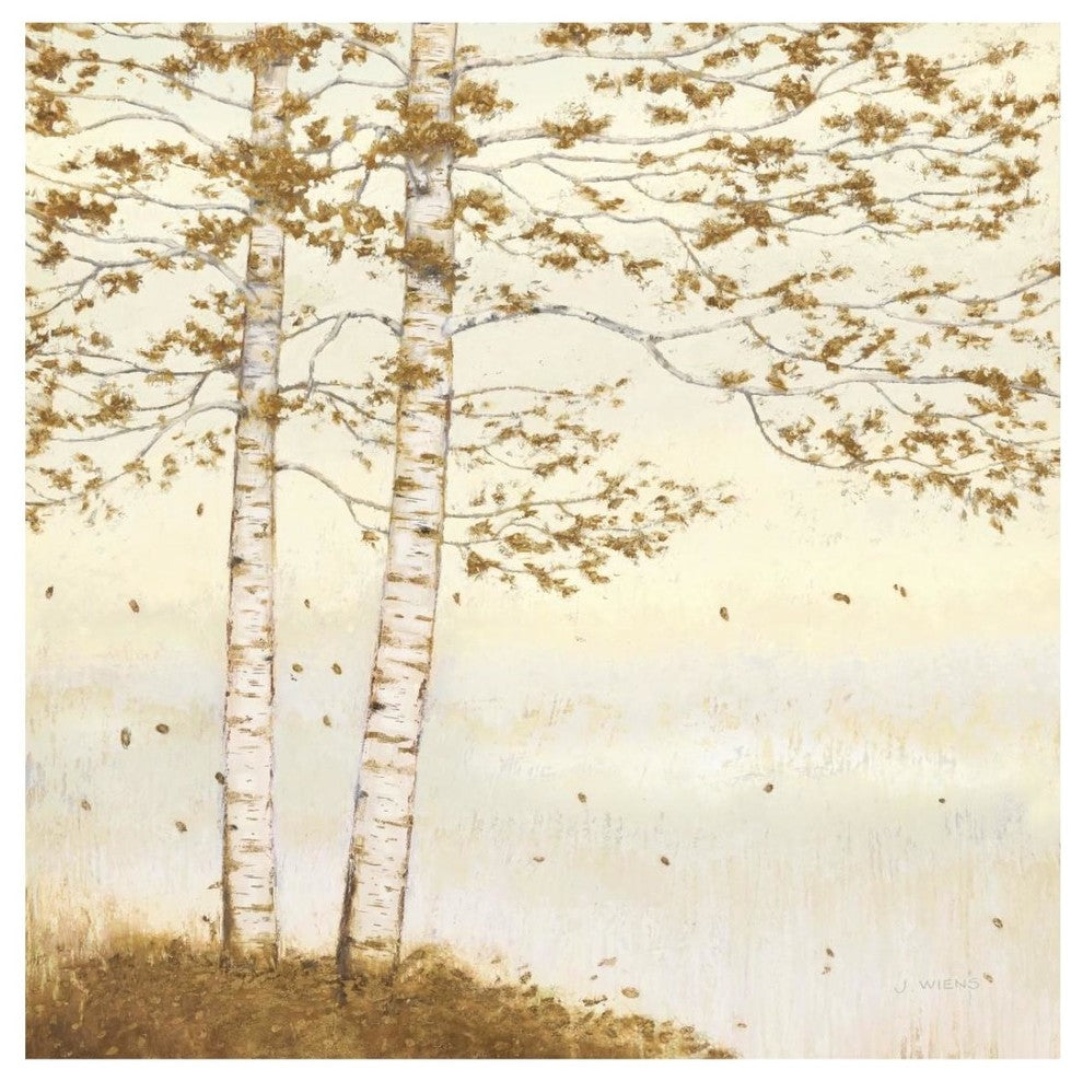 "Golden Birch I Off White" Digital Paper Print by James Wiens, 26"x26"