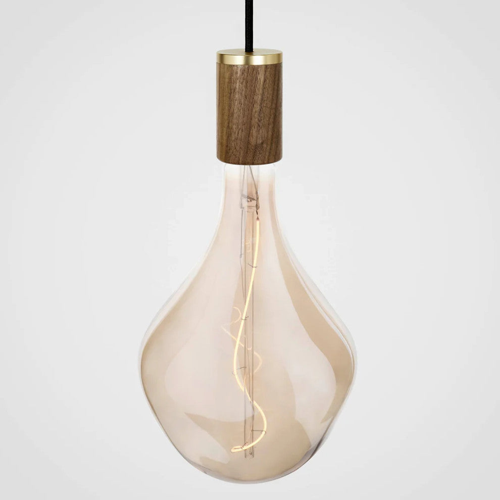 Large canopy white & walnut, brass grip with 9 walnut pendants & 9 Voronoi II US