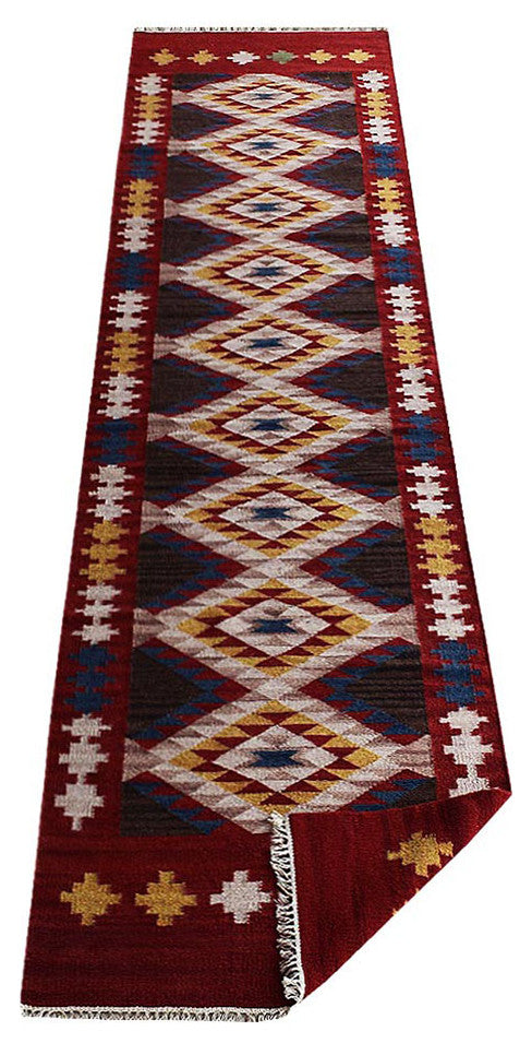 HAND WOVEN FLAT WEAVE KILIM WOOL ECO-FRIENDLY AREA RUGS-Contemporary,Multicolor