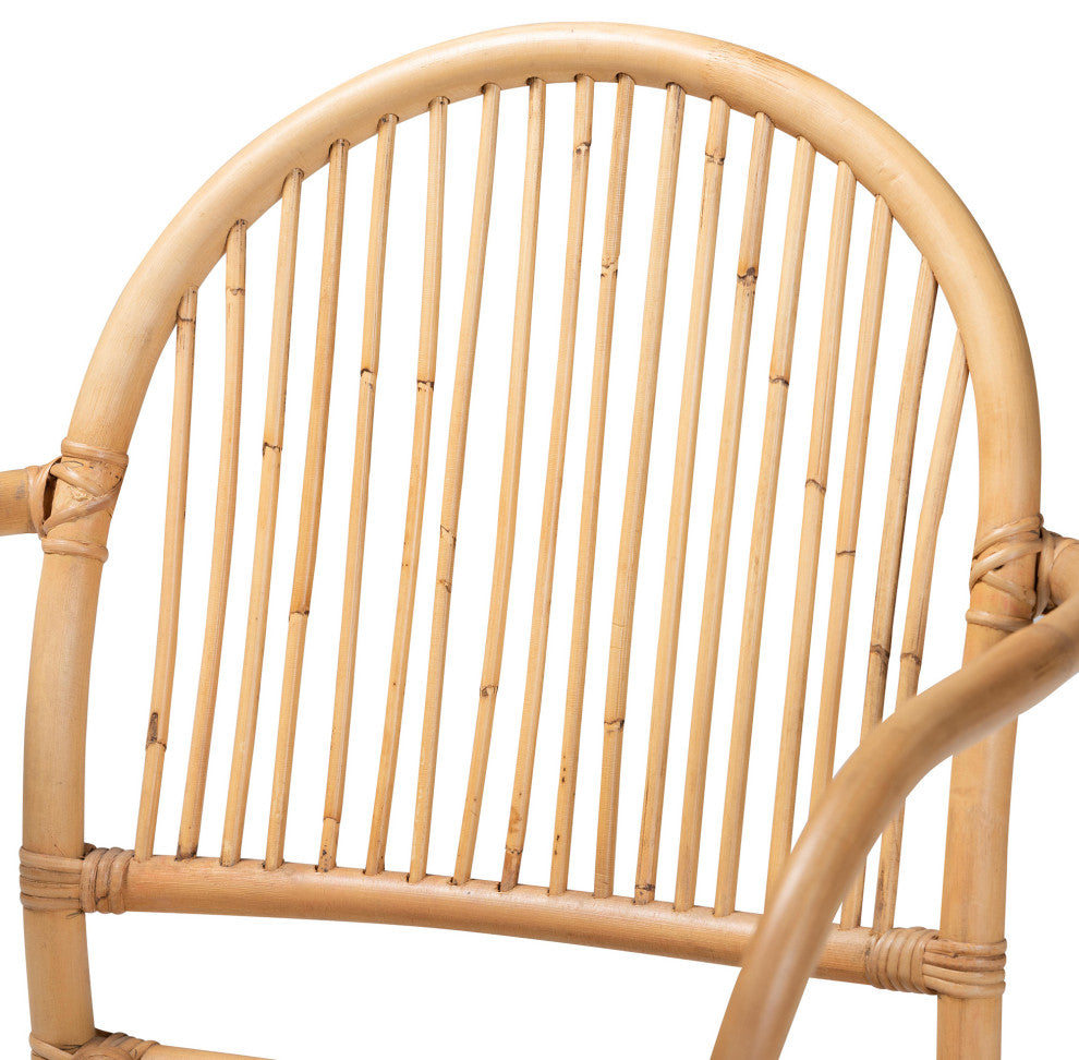 Tugera Modern Bohemian Natural Brown Rattan Dining Chair