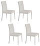 Set of 4 Dining Chairs, White and Chrome