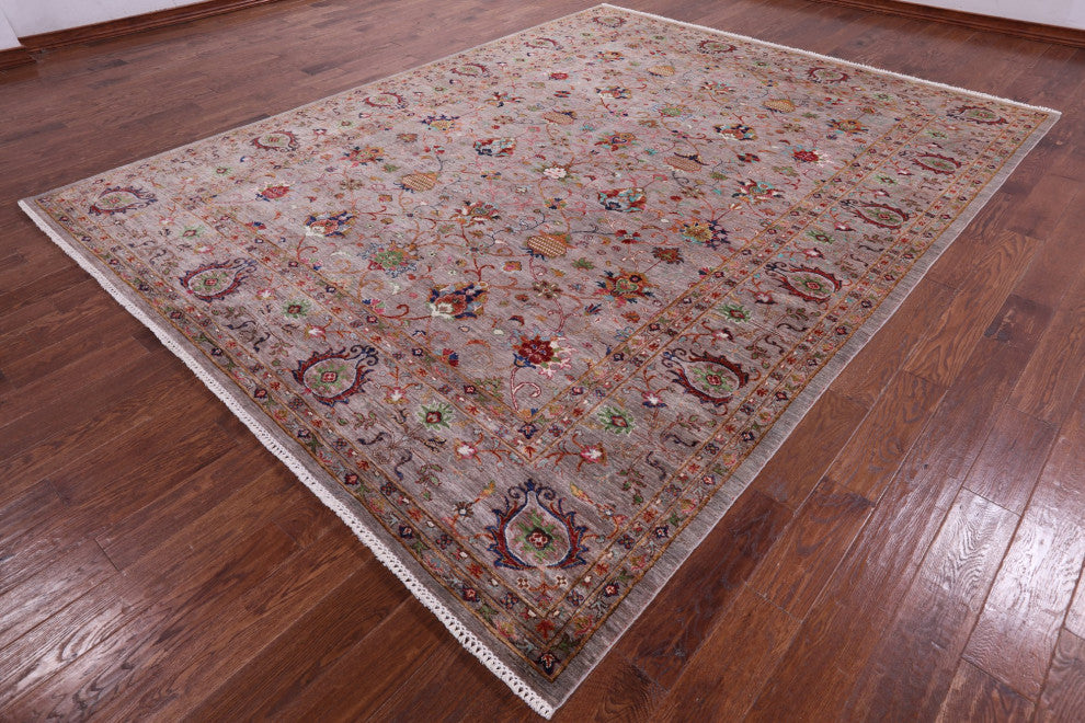 Hand Knotted Persian Tabriz Wool Rug 9' 0" X 11' 7" - Q12912