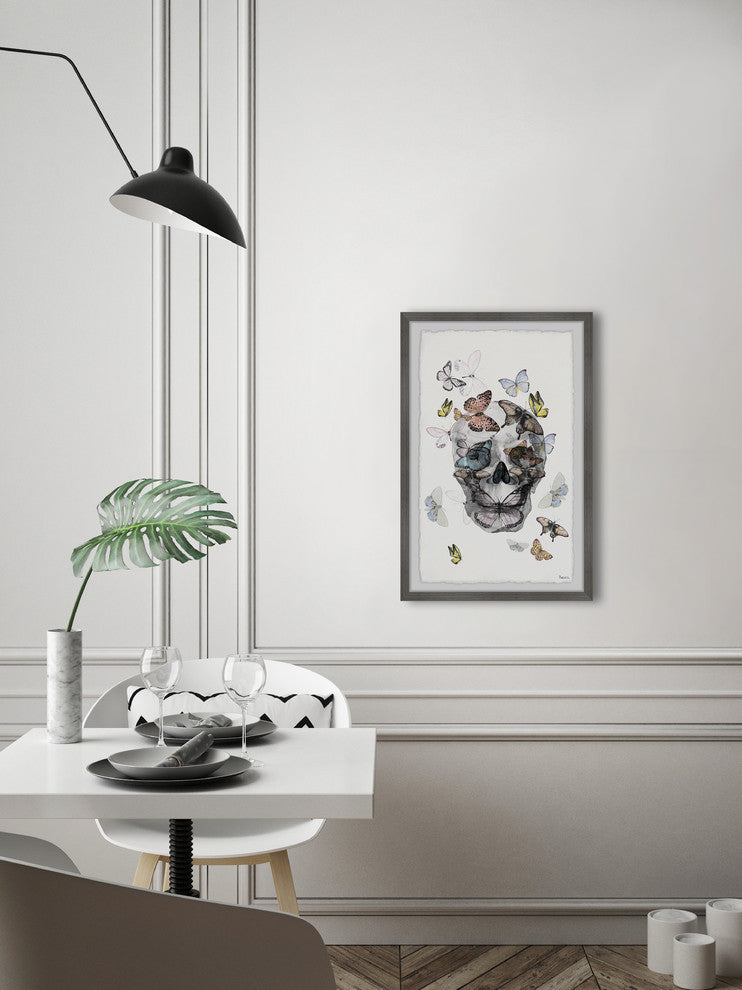 "Butterfly Skull Paradise" Framed Painting Print, 24"x36"