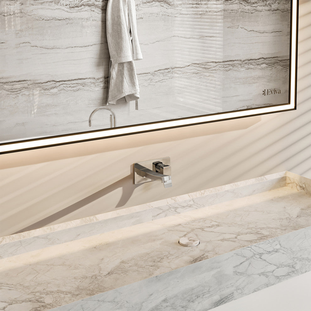 Eviva Fritti 36" White Wall Mount Bathroom Vanity With Marble Basin