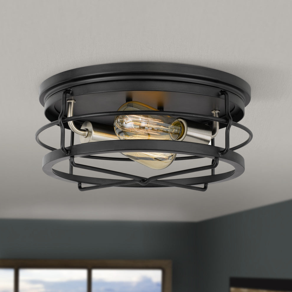 Westwood 2-Light Black Finish Flush Mount 13.88"x13.88"x5.87"