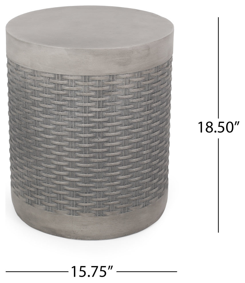 Laconia Outdoor Lightweight Concrete Side Table, Concrete Finish