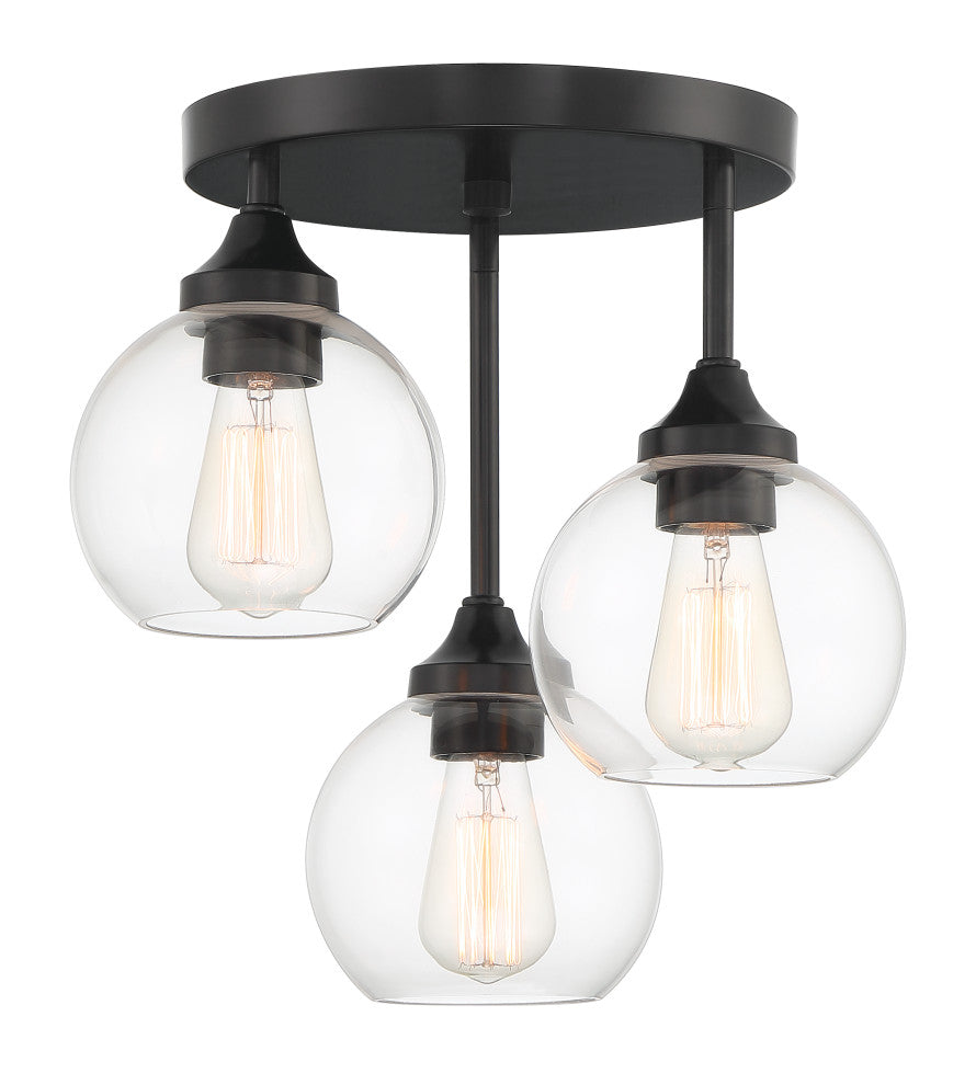 Glenda Semi Flush 3 Light in Flat Black