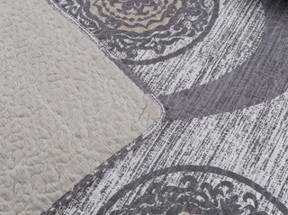 DaDa Bedding Classical Grey Floral Mosaic Medallion Quilt Coverlet Bedspread Set