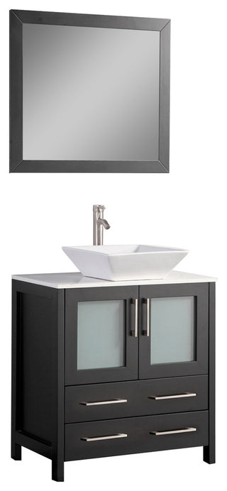 Vanity Art Vanity Set With Vessel Sink, Espresso, 30", Standard Mirror