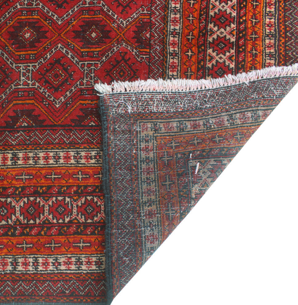 Fine Vintage Distressed Massiya Red/Charcoal Runner, 3'1x5'8