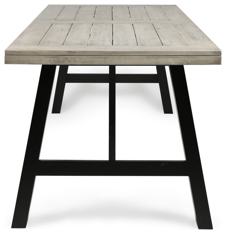 GDF Studio Borocay Outdoor Light Gray Finished Acacia Wood Dining Table