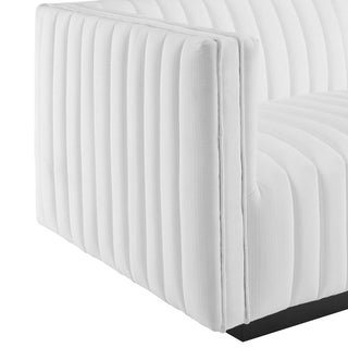 Conjure Channel Tufted Upholstered Fabric 4-Piece Sofa, Black White