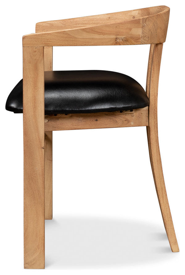 Rift Dining Chairs Set of 2 Black Leather Seat Curved Back