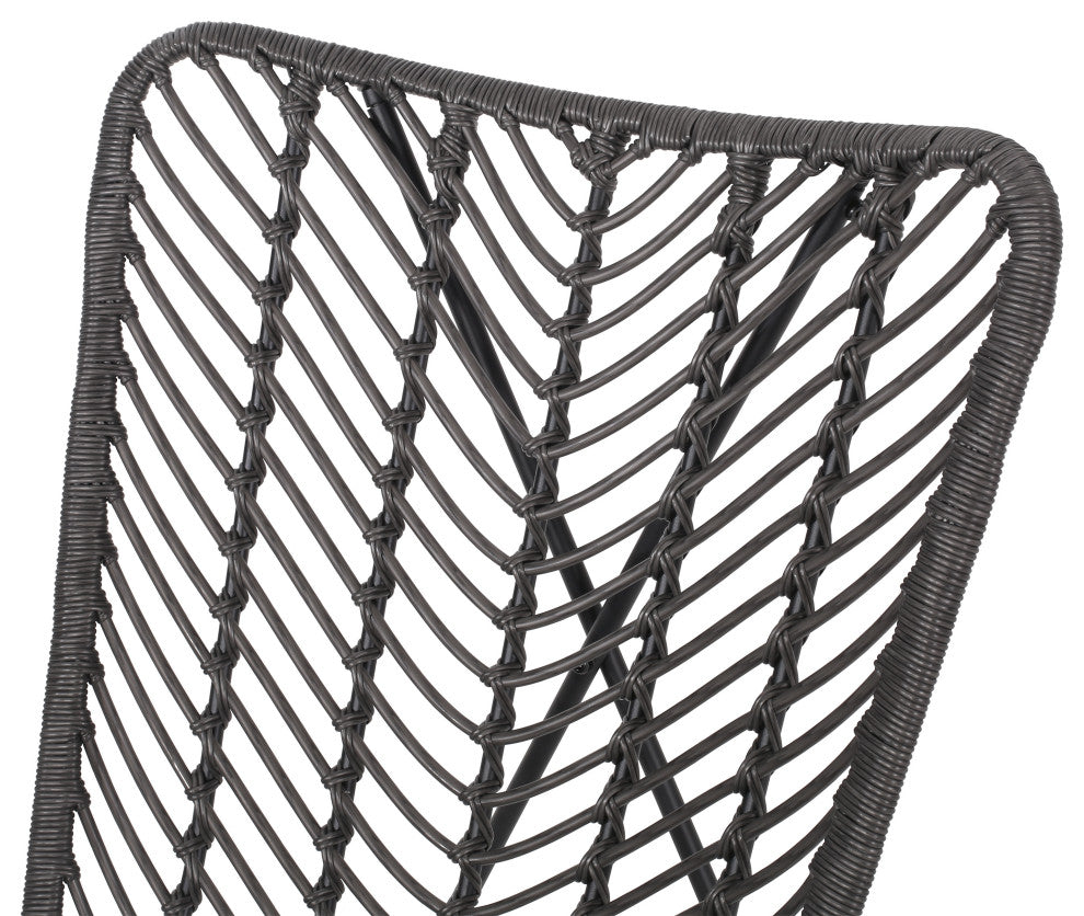 Juan Outdoor Wicker Accent Chairs, Set of 2, Gray/Black