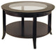 Winsome Wood Genoa Coffee Table, Glass Inset And Shelf