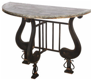 Benzara BM148615 Antique Upgraded Demilune Console Table
