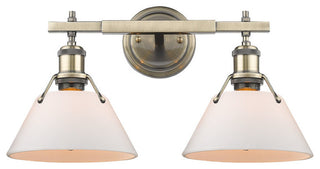Golden Orwell 2 Light Bath Vanity, Aged Brass, Opal Shade