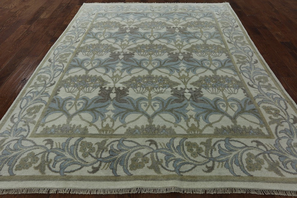 Oushak Style William Morris Hand-Knotted Wool Rug, 8'x10'