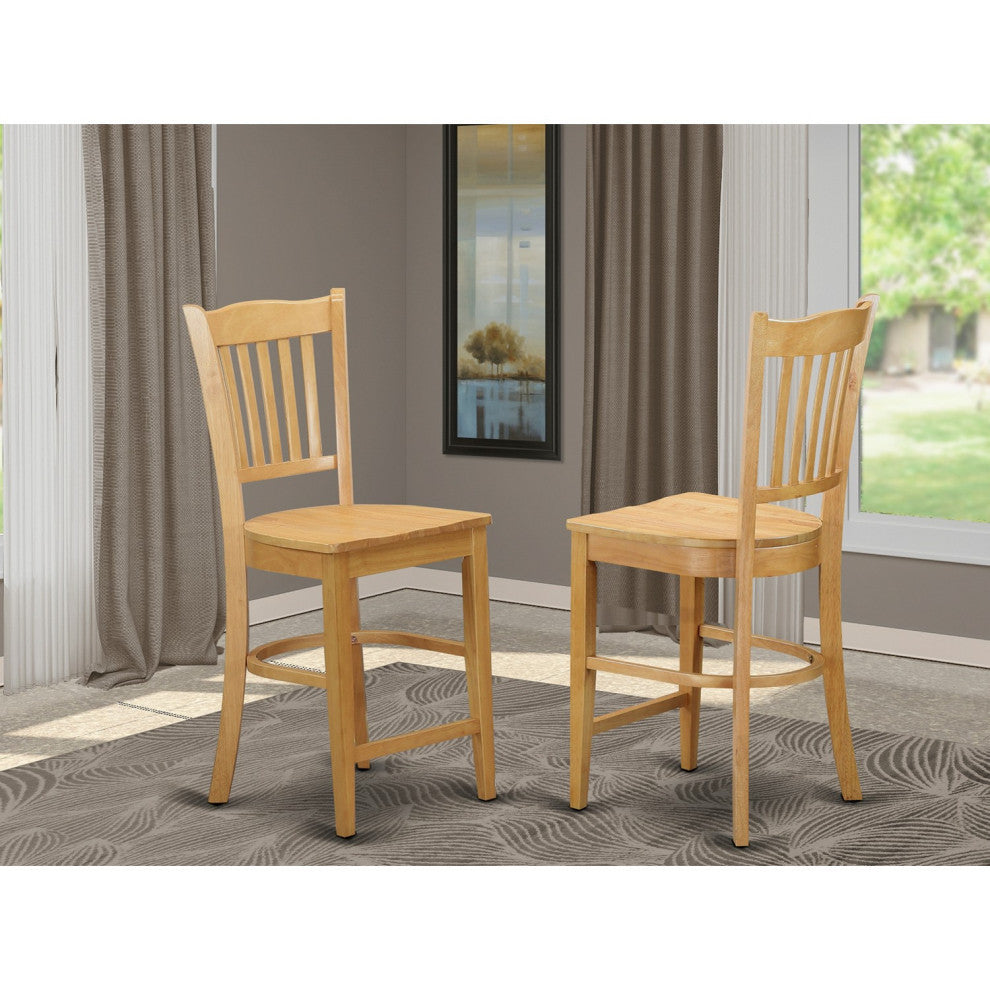 Groton Counter Stools With Wood Seat, Oak Finish Set of 2