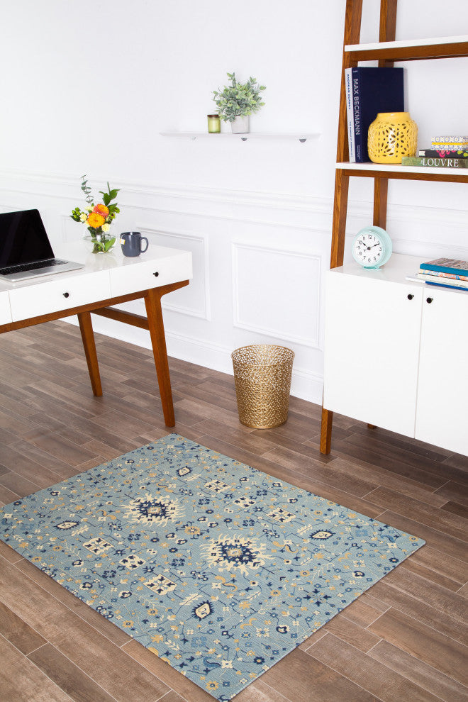 Tabrix Blue and Beige Rug'd Chairmat, 40"x54", .25" Pile Height