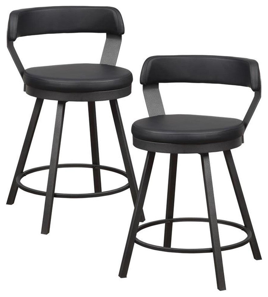 Lexicon Appert Metal Counter Height Swivel Stools in Dark Gray/Black (Set of 2)