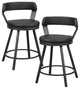 Lexicon Appert Metal Counter Height Swivel Stools in Dark Gray/Black (Set of 2)