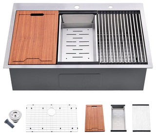 30" double hole single basin undermount kitchen sink