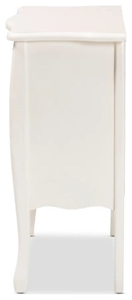 Classic and Traditional White Finished Wood 3-Drawer Storage Cabinet
