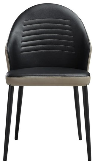 Armen Living Rocco 18" Faux Leather Dining Chair in Taupe Gray/Black (Set of 2)