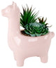 10"H Md Succulent Mix Ceramic Pink Llama,Pink