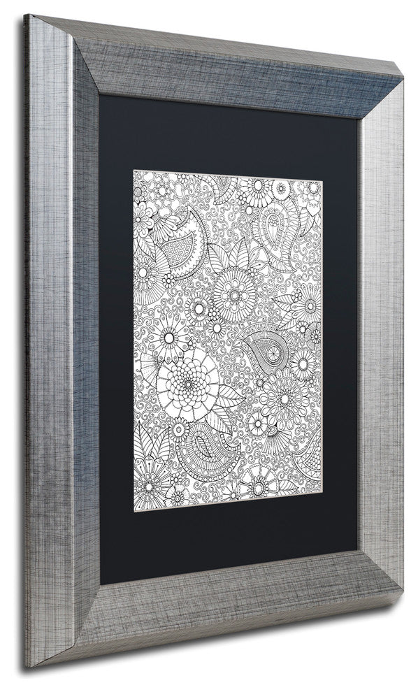 Hello Angel ''Paisley Floral'' Art, Silver Frame, Black Mat, 14x11
