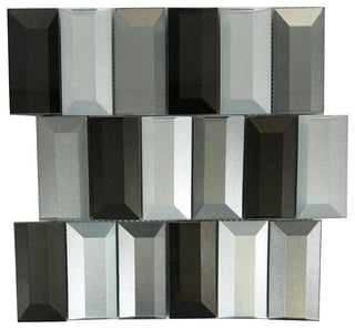 Illusion 2"x4" Beveled Glass Rectangle Mosaic Tile,Gray, Set of 9