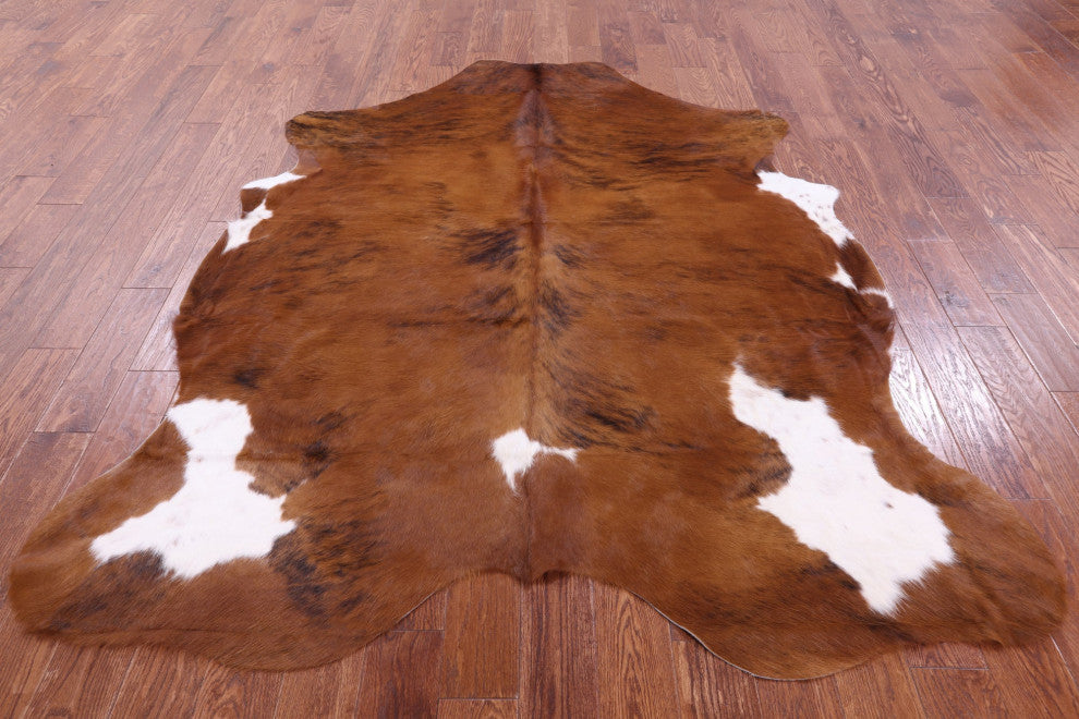 7' 5" X 6' 2" Brindle Natural Cowhide Rug C1561