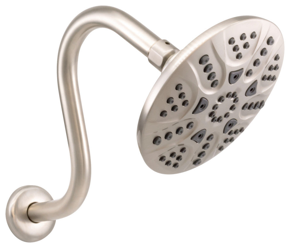 8" S-Shaped Shower Arm And Flange, Satin Nickel